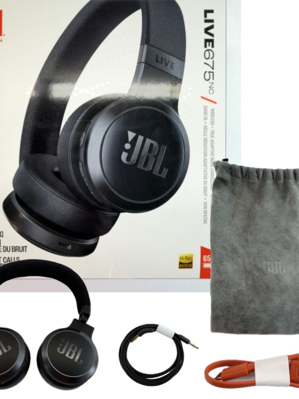 JBL Live 675NC Wireless On-Ear Headphones Noise Cancelling Black New Open Box
